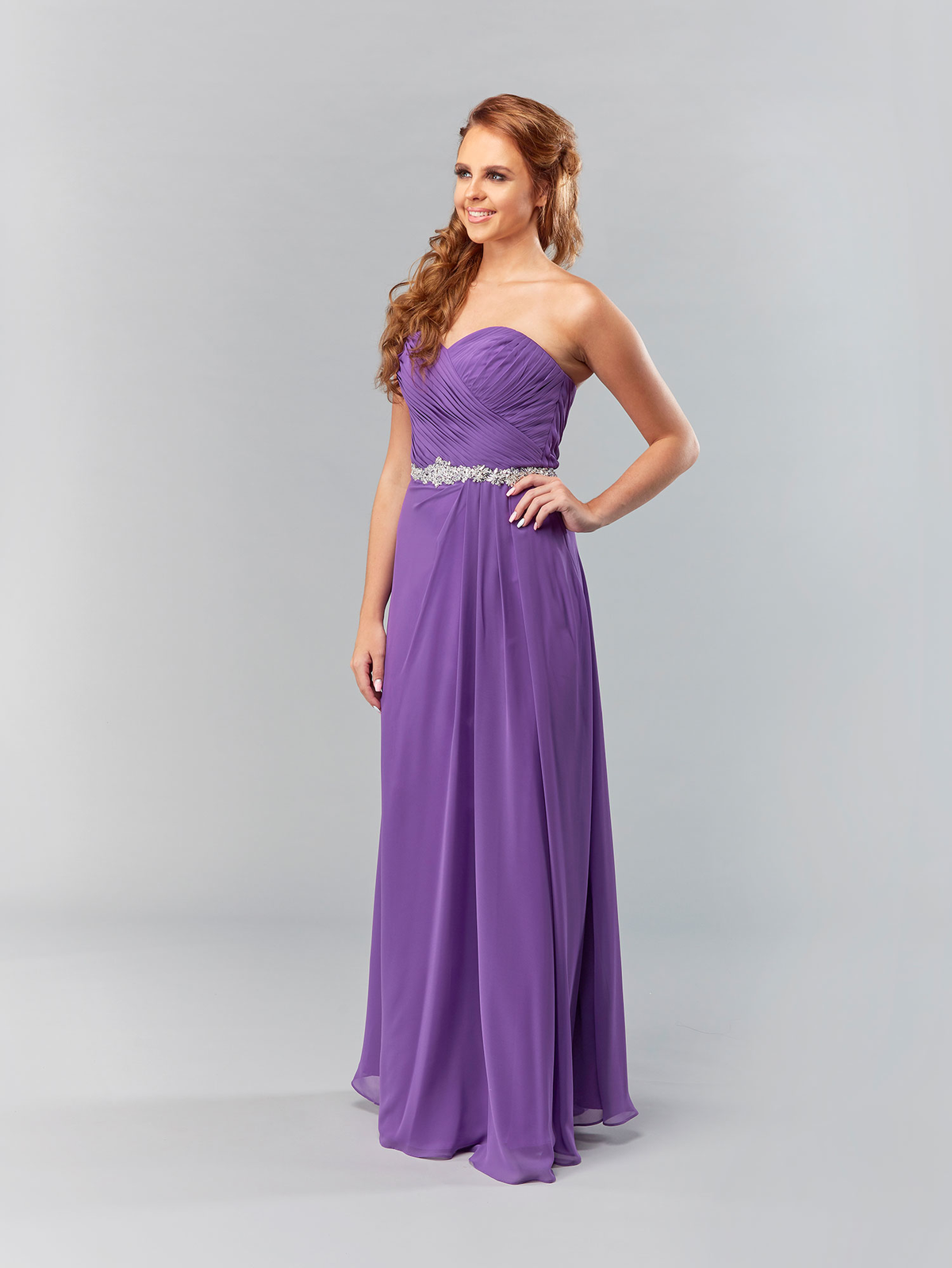 BM002 - Cadbury Purple | Strapless Chiffon Bridesmaid Dress | British ...